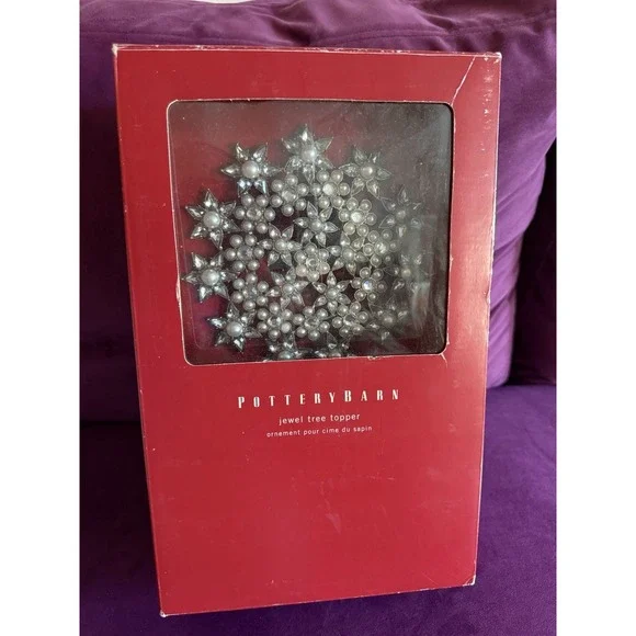 NIB  Pottery Barn Jewel Jeweled Snowflake Christmas Tree Bling Bedazzled Pearls