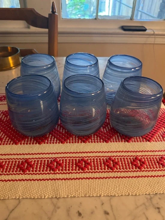 Pottery barn set of six murano glass tumblers, like new. No bundling