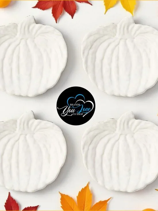 Pottery Barn S/4 White Pumpkin Appetizer Plates 6.5