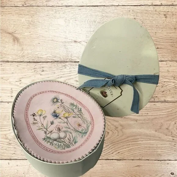 Pottery Barn Easter Egg Plates Set‎ of 4 Rare Cottage Core boxed