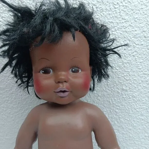 African American EEgEE Softina Drink Wet Doll Rubber Skin 1971 Nude Vintage