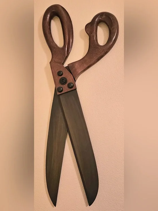 Pottery Barn VINTAGE 36” Oversized Scissors Wall Art - Brown and Black