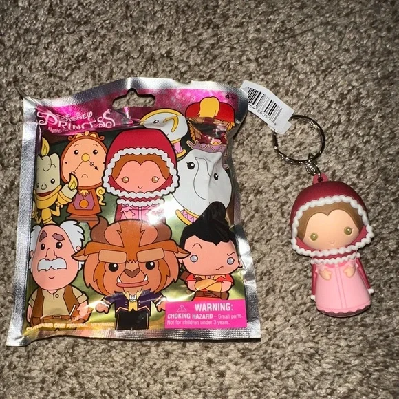 Disney Princess Belle Keychain - Pink and White