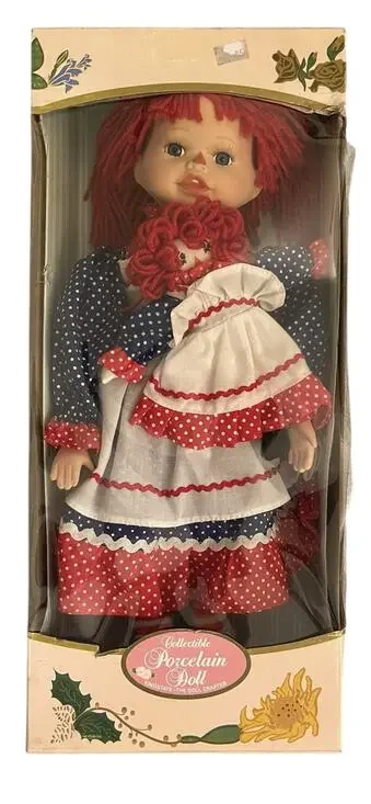 Vintage Raggedy ann Collectible Porcelain Doll Kingsgate The Doll Crafter NIB
