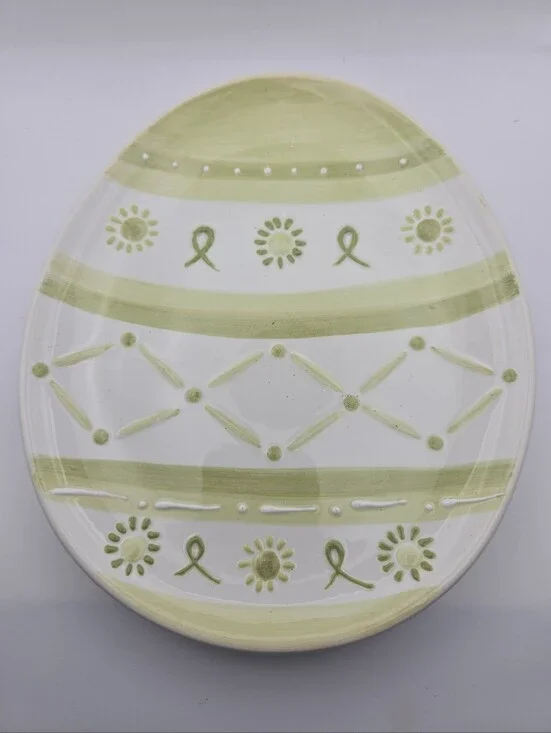 Pottery Barn Easter Green Egg Shaped Serving Tray Platter 8