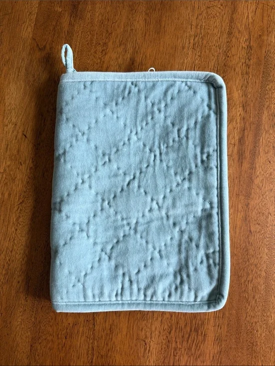 Pottery Barn Quilted Aqua Jewelry Organizer Pouch