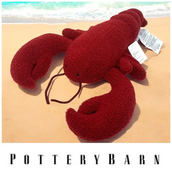 NWT Pottery Barn LARRY the LOBSTER Beachy Coastal Nautical Shaped Pillow NEW