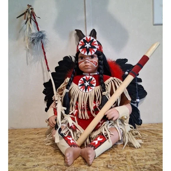 Timeless #1835/2500 Indian Doll With Covered Stick An Flute 18
