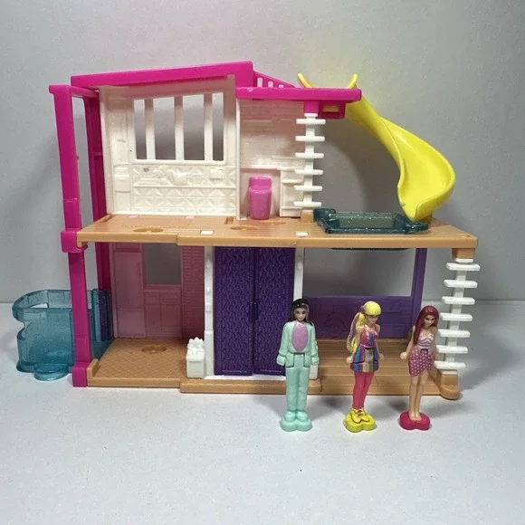 Mini BarbieLand Dreamhouse & Mini Barbie Doll Elevator Slide Pool  & 3 Dolls