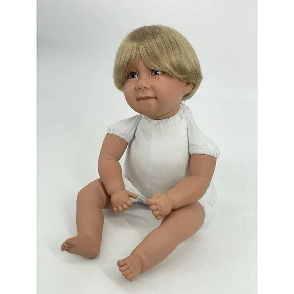 Apple Valley Doll Works 22” Blonde Blue Eyes Vinyl Doll Secrist Toys Vintage