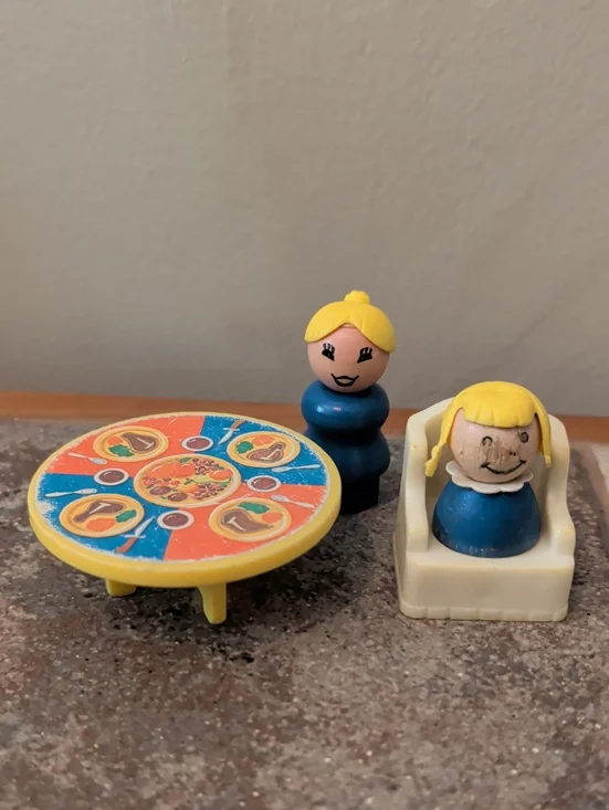 Fisher Price Little People Doll Playset with Table N Chair Vintage Toys