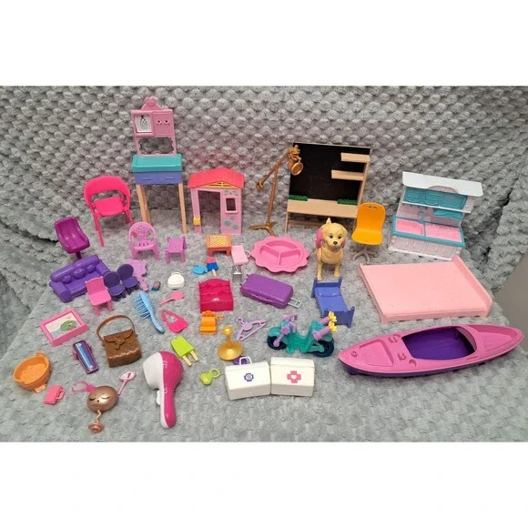 Barbie Doll Replacement Furniture Chairs Dog Cart Bags Brush Purse Kitchen Sink