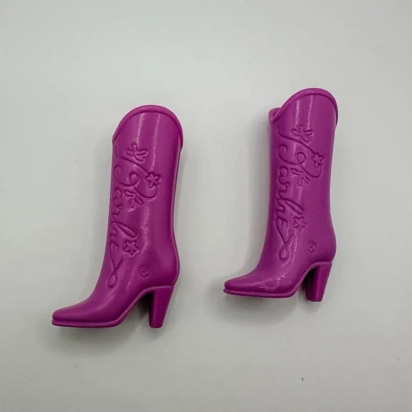 Barbie Doll‎ Pink Boots Vintage Lace lt Pink-Purple Cowboy Western Boots