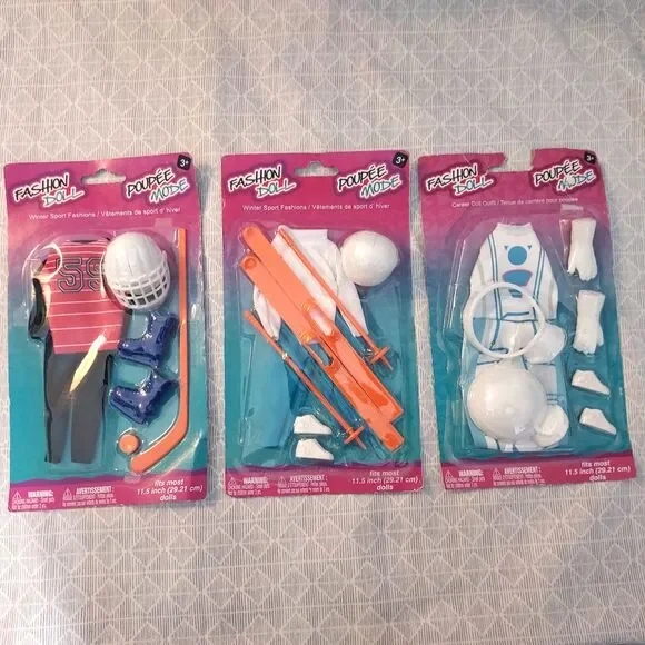 Poupee Mode Clothes Lot of 3 Fashion Doll Barbie Style NIP Winter Career Outfit