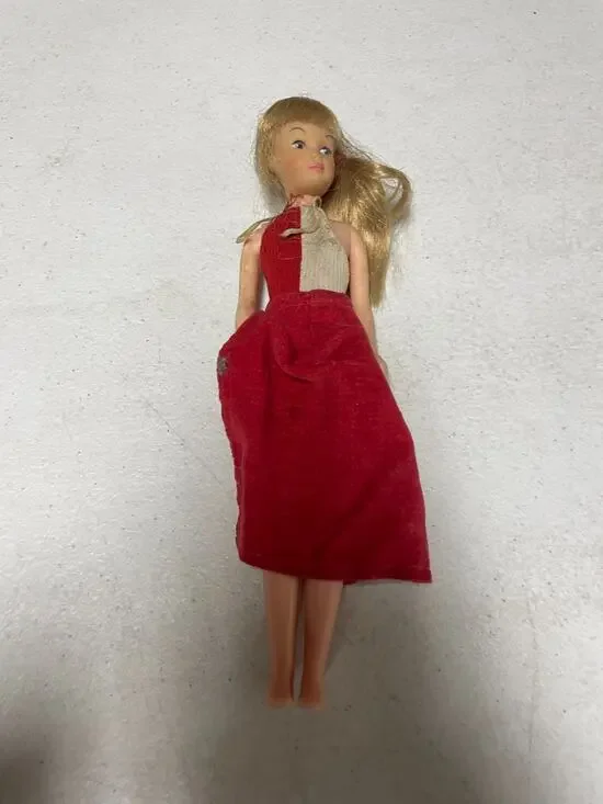 Vintage 1963 Mattel Skipper Barbie Doll Blonde Hair Red Dress