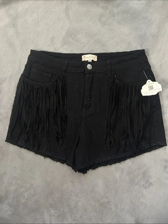 Altar'd State Black Fringe Denim Shorts