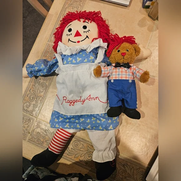 RAGGEDY ANN DOLL WITH BEAR
