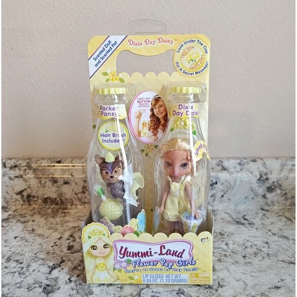 MGA Yummi-Land Flower Pop Girls Dixie Day Daisy Parker Pansy Yellow Scented