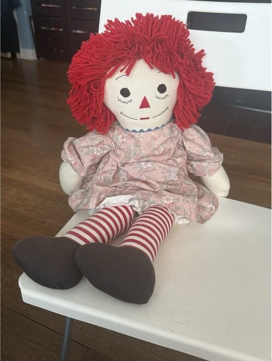 Raggedy Ann Plush Stuffed Doll Flower Dress About 25’ Tall