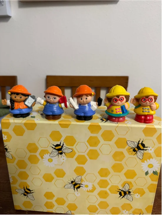 Fisher Price Little People Construction Worker Figure Lot of 5 Builder Crew Repl
