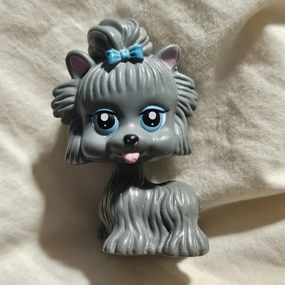 My Pet Pals Chic Boutique Yorkie Gray W/ Blue Bow Puppy Dog Figure