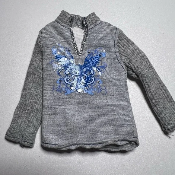 Vtg Fashion‎ Doll Y2K-Style Ribbed Pullover Sweater Butterfly