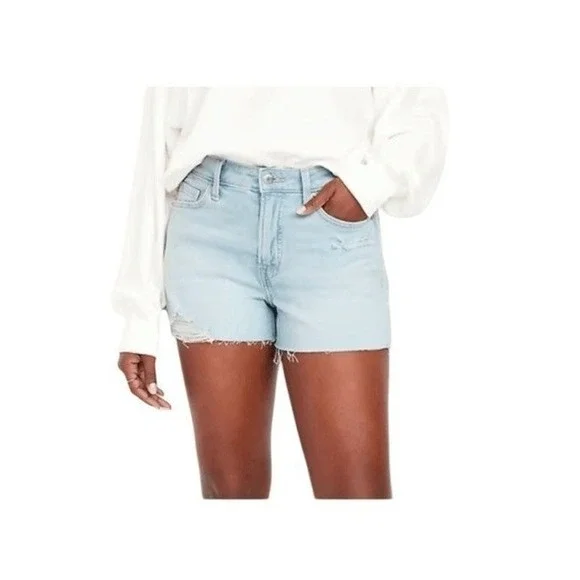 Old Navy Boyfriend Jean‎ Shorts Blue Light Wash Denim Mid-Rise Cut-Off 0