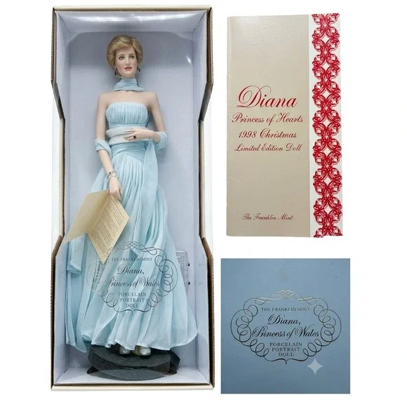 Franklin Mint Princess Diana Doll Princess of Hearts 1998 Christmas Edition Box