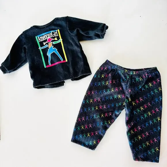 AMERICAN GIRL DOLL TODAY Black Rainbow PJs Set 1 Pajama Pants Shirt Sleepover
