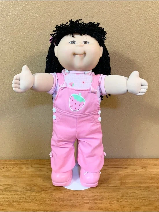 Vintage Cabbage Patch Kids Play Along Doll Asian Girl In Strawberry Overalls