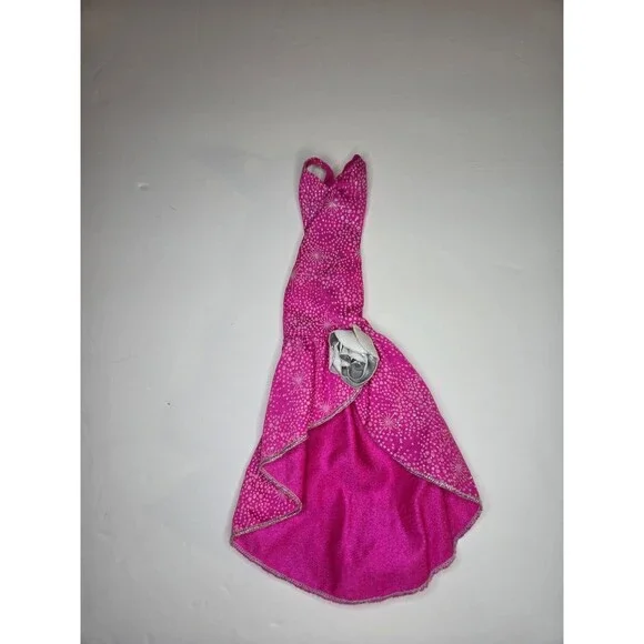 MATTEL BARBIE Pink w/ Silver Glitter Short in Front Long in Back DRESS