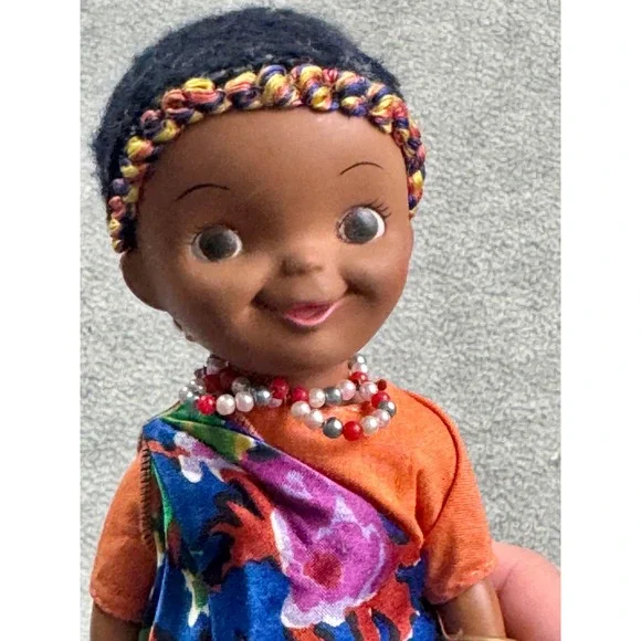 Vintage Pressman Vinyl Doll Walt Disney It's a Small World Africa Doll 1965