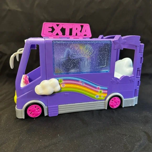 Barbie Extra Tour Bus Playset Purple Rainbow Sparkle Vehicle GYJ25
