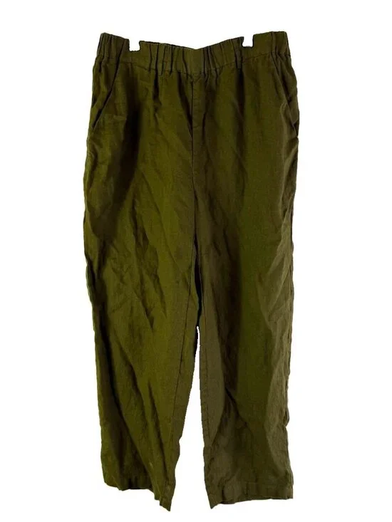 Quince Linen Pants Pull On Green Gauzy Flowy Capsule Beach