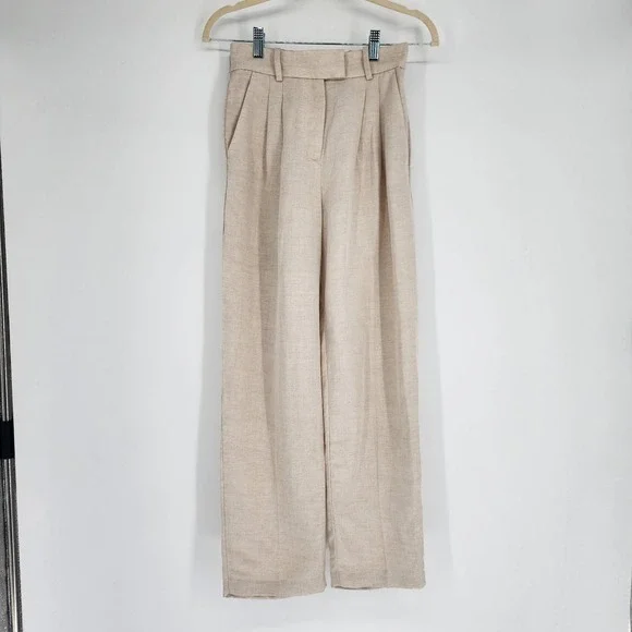 H&M NWT Linen Blend Tapered Pants Size 2 Summer Capsule Casual Minimalist Resort
