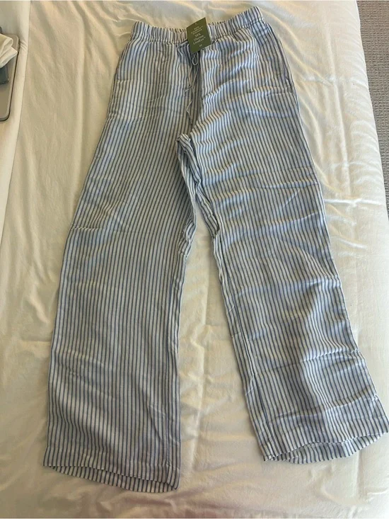 Blue & White Striped Lightweight Lounge Pants