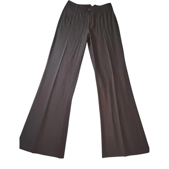Banana Republic Brown Linen Blend Wide Leg Stretch Trousers Pants Womens Size 0
