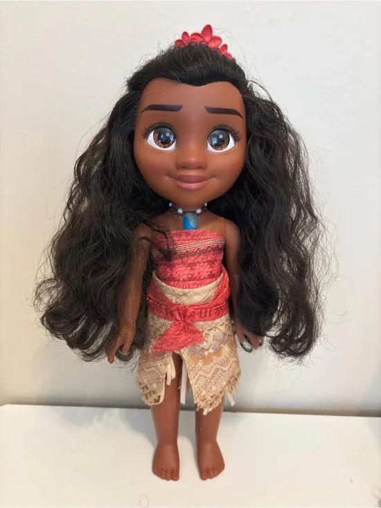 Disney Brown-Skinned Doll with Black Hair and Red Outfit