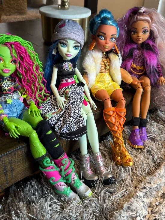 monster high dolls set - green, pink, blue, orange, purple