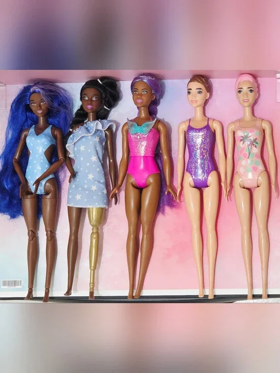Lot/Bundle of 5 Barbie Dolls - Prosthetic, Reveal, Fairy 2015, 2020, 2021, 2023
