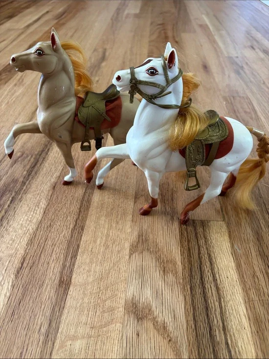 Pair of Vintage Reeves Breyer Horses with Gold Saddles