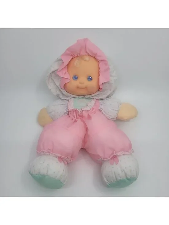 Vintage 1990 Fisher Price Merri Puffalump Kids Pink Baby Doll Polka Dot Blonde