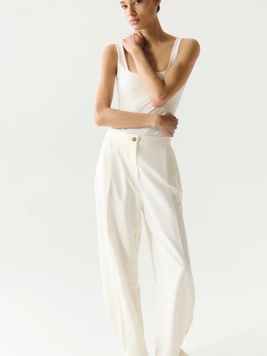 H&M linen blend Wide-Leg Trousers