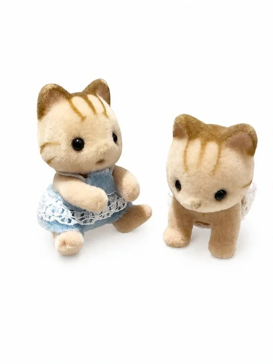 Calico Critters Sylvanian Families Fisher Cat Baby Twins Boy & Girl