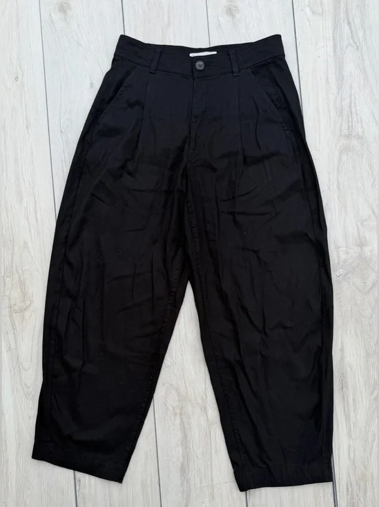 Everlane Black Everywhere Linen Barrel Leg Pant 2 Lightweight Breezy High Waist
