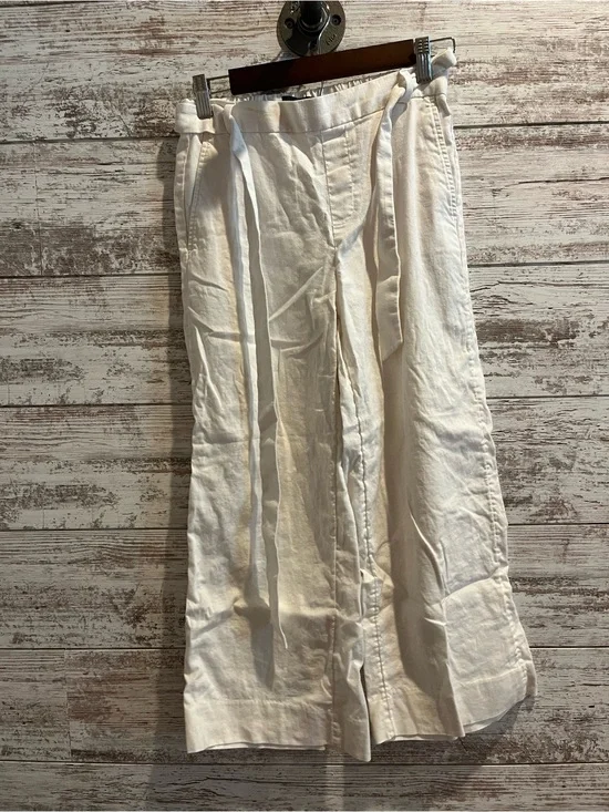Banana Republic Cream Drawstring Linen-Blend Pants