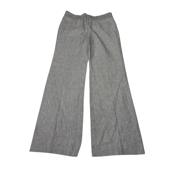 Banana Republic Martin Fit Grey 100% Linen Wide Trousers Pants Womens 8 W32‎ L33