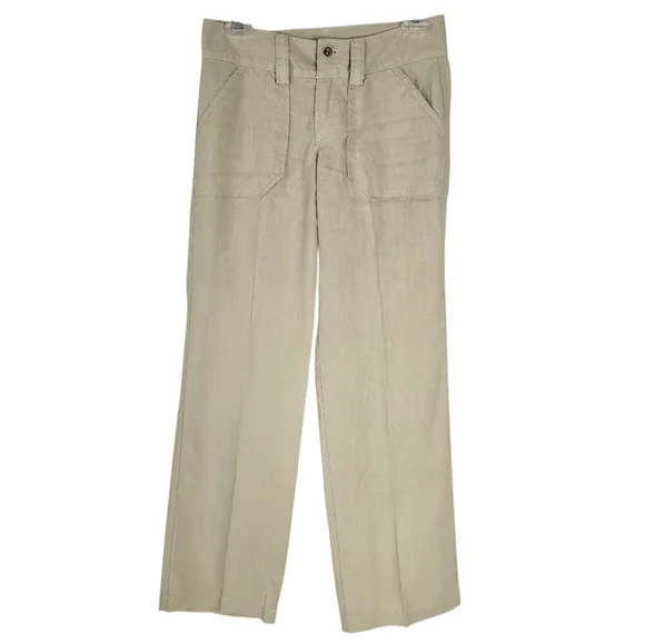 Banana Republic Tan 100% Linen Pleated Front Straight Leg Pants Size 0 Beach