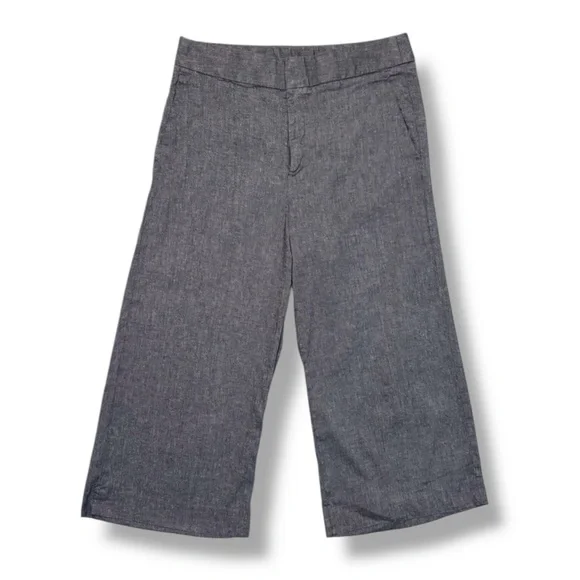 BANANA REPUBLIC Linen Blend Flat Front High Waist Wide Leg Cropped Trousers