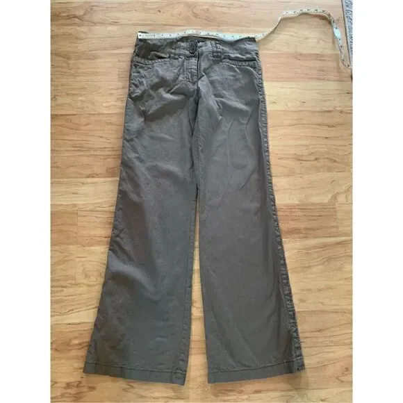 H&M green olive linen pants size 6